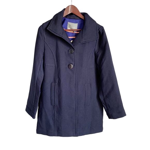 Anthropologie Wellesley Pleated Peacoat Medium Blue NWT - Picture 2 of 6